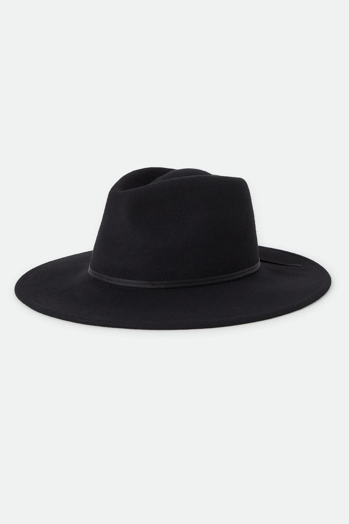 Women's Juniper Packable Hat in the color Black - Front Product Laydown Image