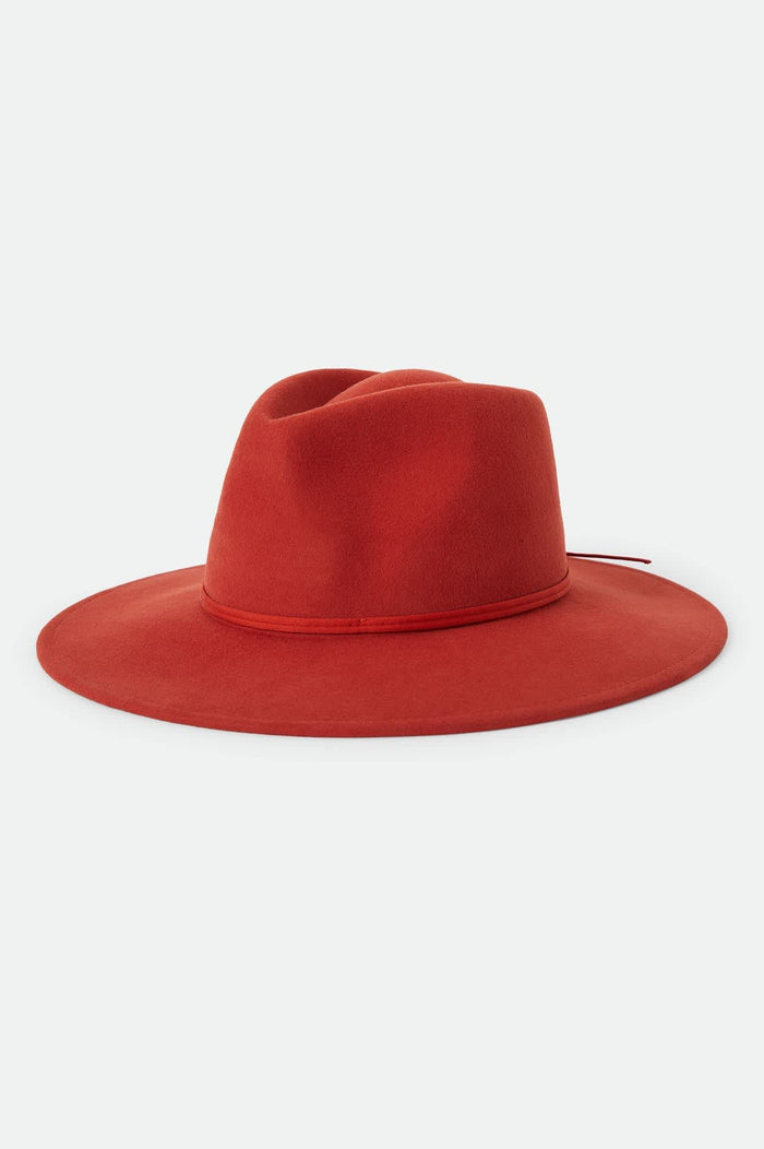 Women's Juniper Packable Hat in the color Red Earth - Front Product Laydown Image