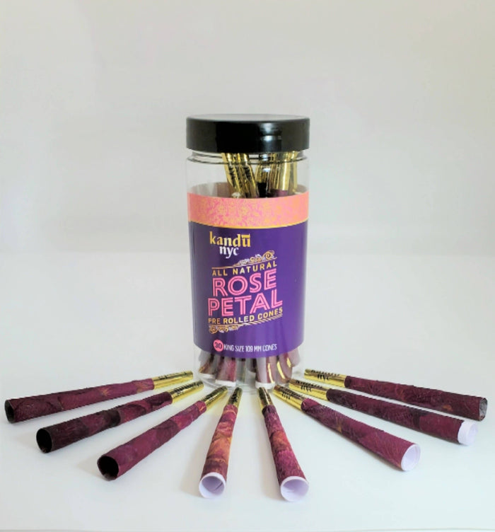 Kandu NYC  Rose Petal Pre-rolled Cones 109mm Display Jar of 30 Count