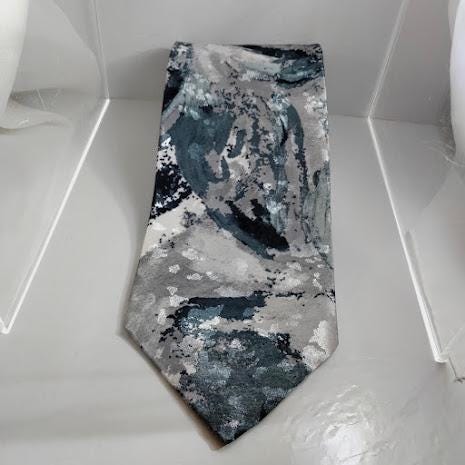Ketch Art Abstract Men's Necktie: Retro Black and White Polyester Tie