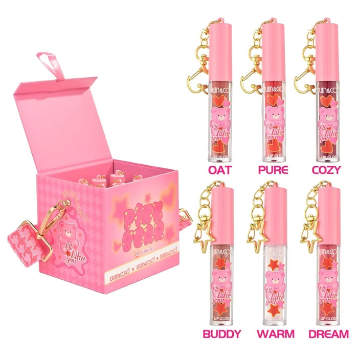 Kevin & Coco - Pink Bear Box W/Strap 6PC Lip Gloss Set
