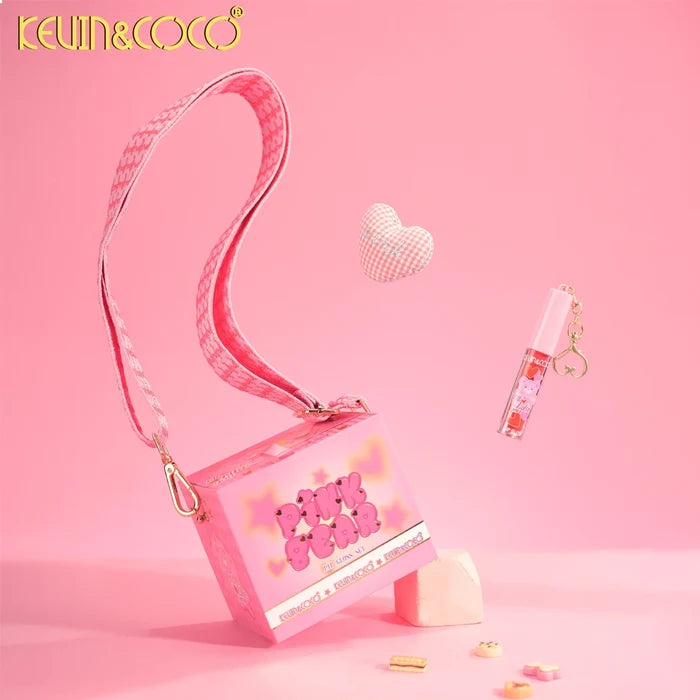 Kevin & Coco - Pink Bear Box W/Strap 6PC Lip Gloss Set