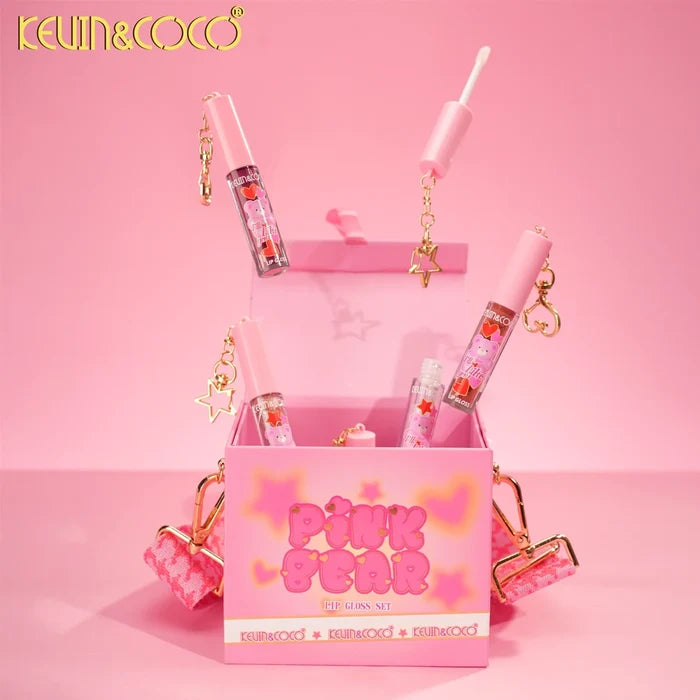 Kevin & Coco - Pink Bear Box W/Strap 6PC Lip Gloss Set