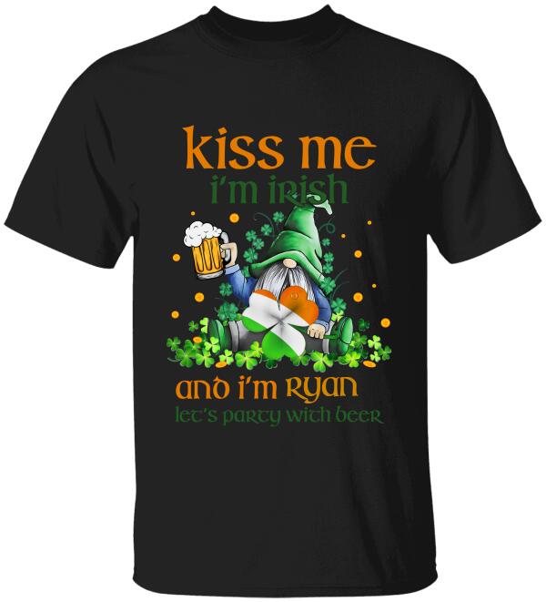 Kiss me, I'm Irish, Let's Party With Beer, For Patrick's Day - Personalized T-shirt