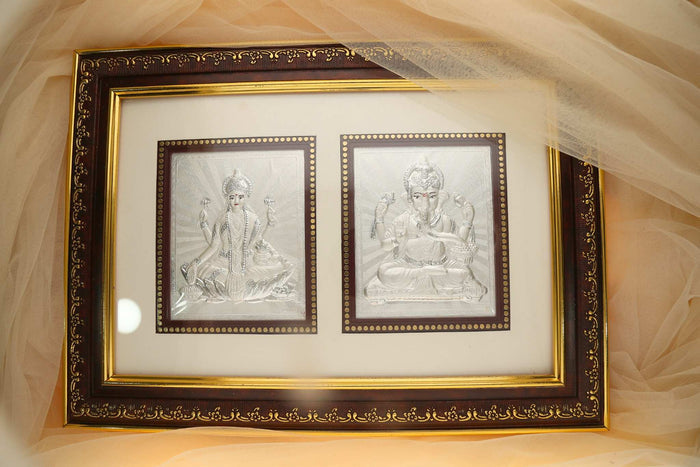Laxmi and Ganpati Silver Frame