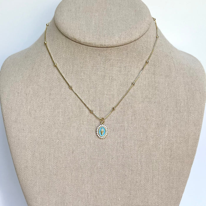 *Limited Edition* Our Lady of Grace Necklace AQUA BLUE