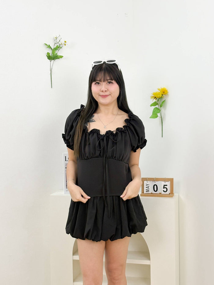 Lorelei Puffy Ribbon Top (Black)