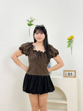 Lorelei Puffy Ribbon Top (Brown)