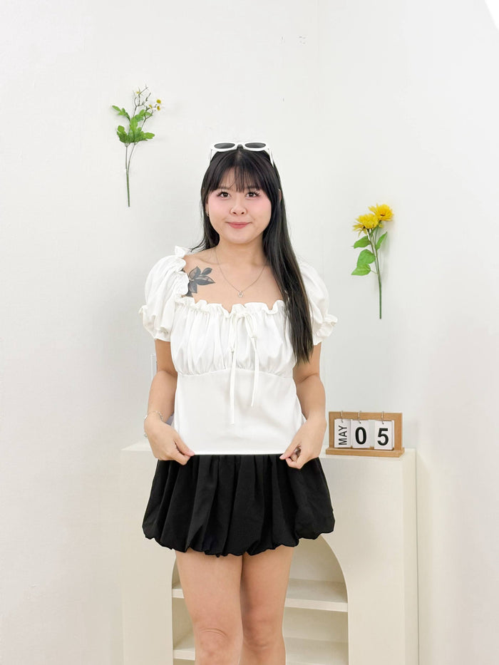 Lorelei Puffy Ribbon Top (White)