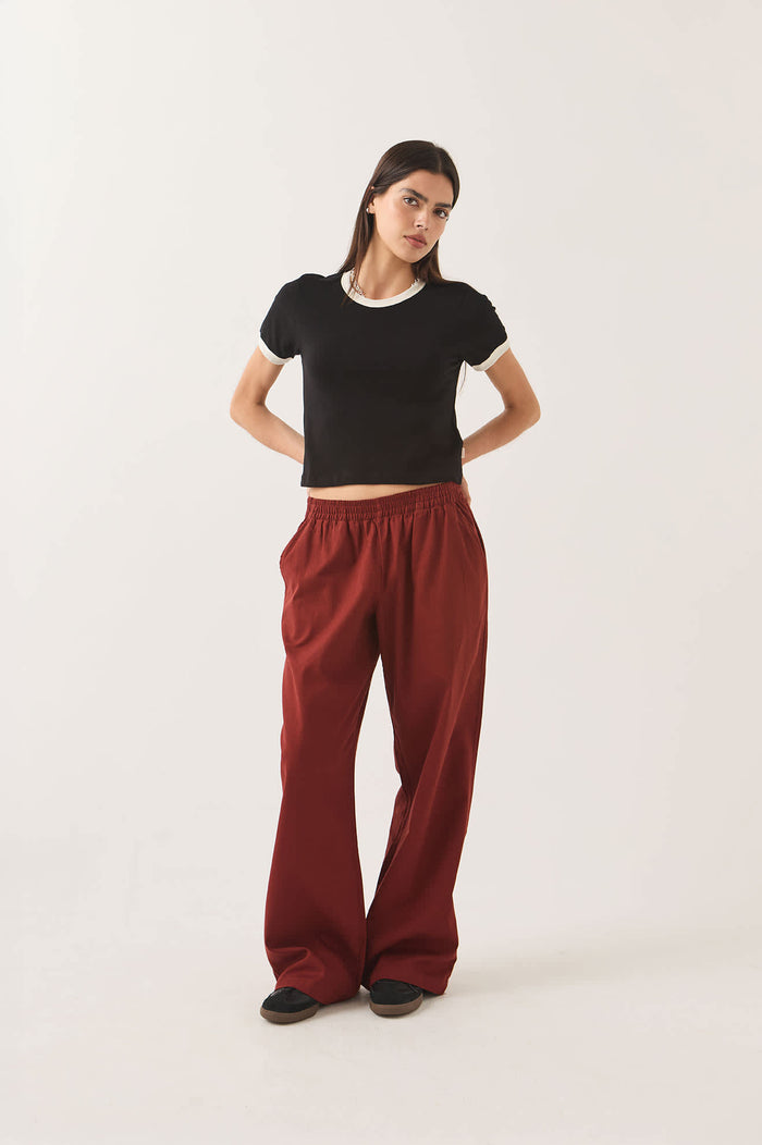 Women's Lounge Pant in the color Dark Brick - Women's Front Fit Image