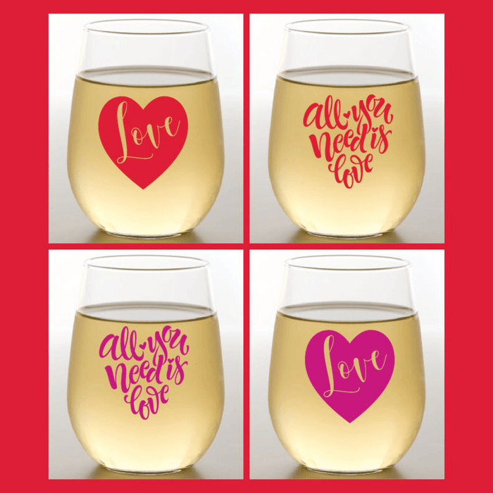 LOVE Stemless Shatterproof Wine Glasses (2 Pack)