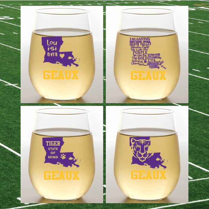 LSU STATES Stemless Shatterproof Wine Glasses (2 Pack)