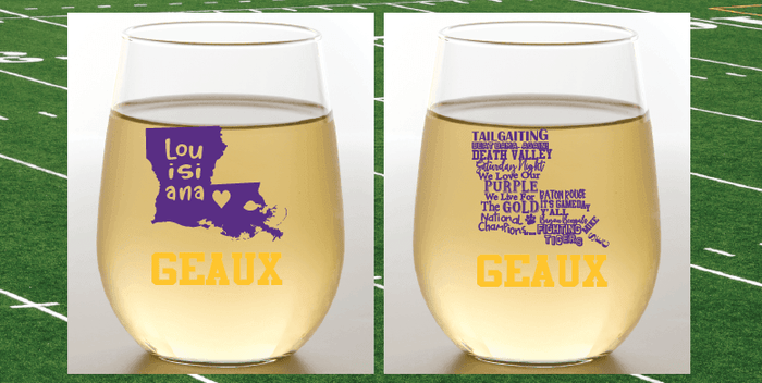 LSU STATES Stemless Shatterproof Wine Glasses (2 Pack)