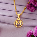 M Letter Yellow Gold Alphabet Unisex Pendant