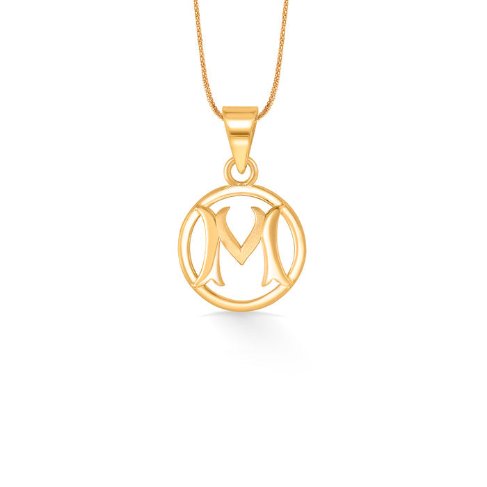 M Letter Yellow Gold Alphabet Unisex Pendant