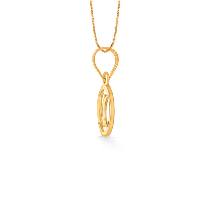 M Letter Yellow Gold Alphabet Unisex Pendant