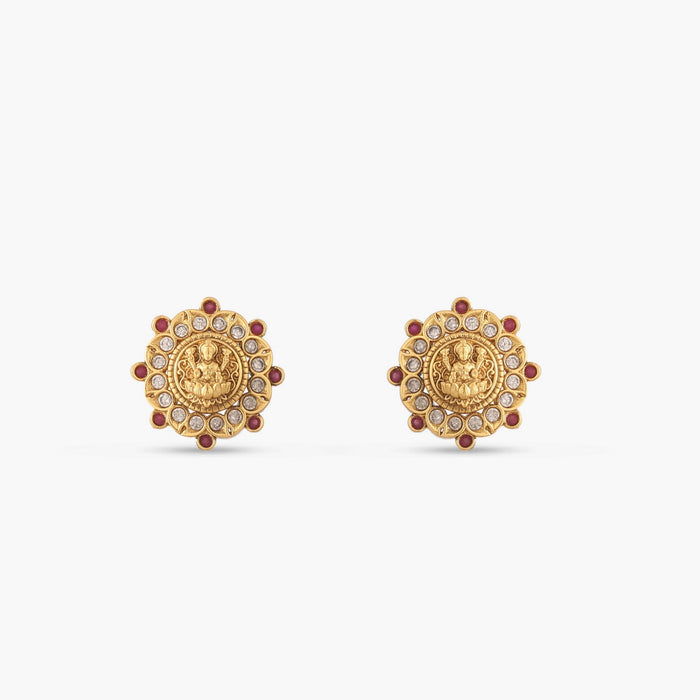 Madhavi Antique Kempu Stud Earrings