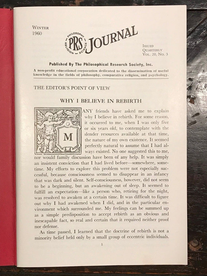 MANLY P. HALL, PHILOSOPHICAL RESEARCH SOCIETY JOURNAL - Full Year, 4 Issues 1960