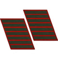 Marine Corps Service Stripe: Male - green embroidered on red, set of 7