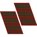 Marine Corps Service Stripe: Male - green embroidered on red, set of 8