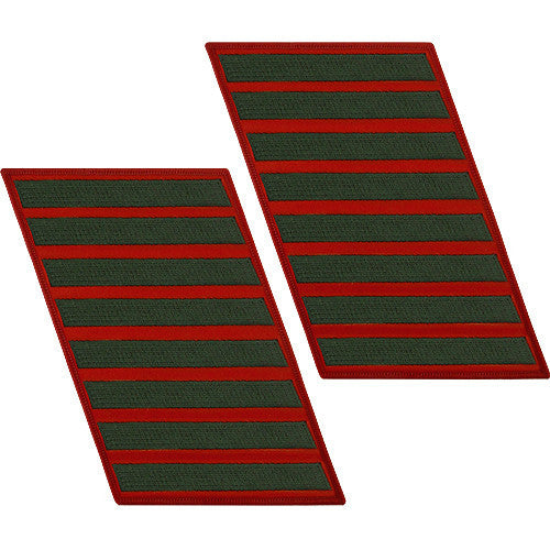 Marine Corps Service Stripe: Male - green embroidered on red, set of 8