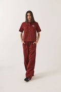 Women's Mechanics Women's Shirt in the color Dark Brick - Women's Front Fit Image