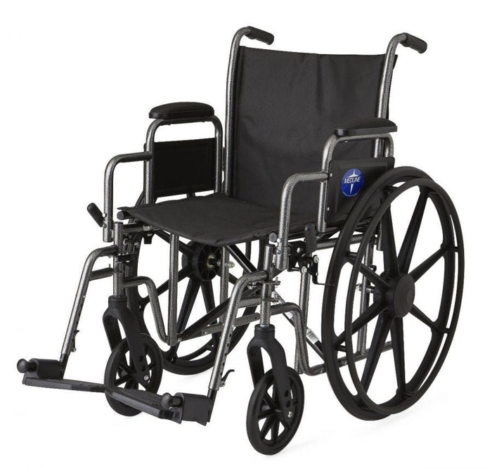 Medline K1 Basic 18" Wheelchair, Removable Desk Length Arms, Swing-Away Footrests