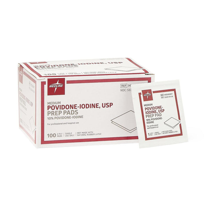 Medline MDS093917 Povidone Iodine Prep Pad Box of 100
