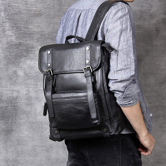 Men's Simple Casual Top Layer Cowhide Backpack