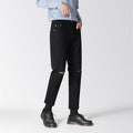 Men's Straight Cut Solid Color Casual Cropped Jeans