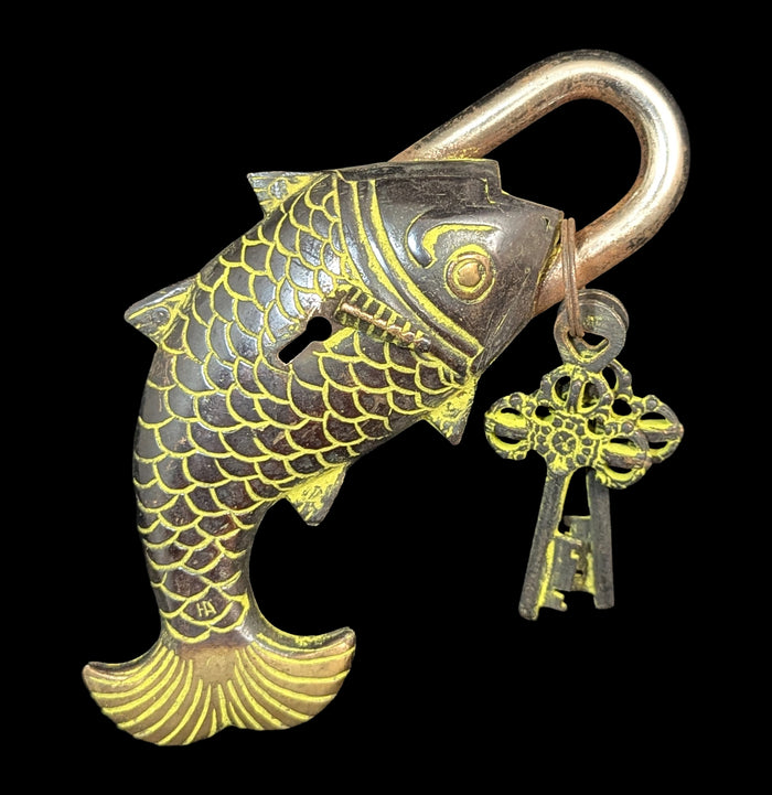 Metal Fish Lock-AntqRplica-Driftstone Pueblo-PaxtonGate