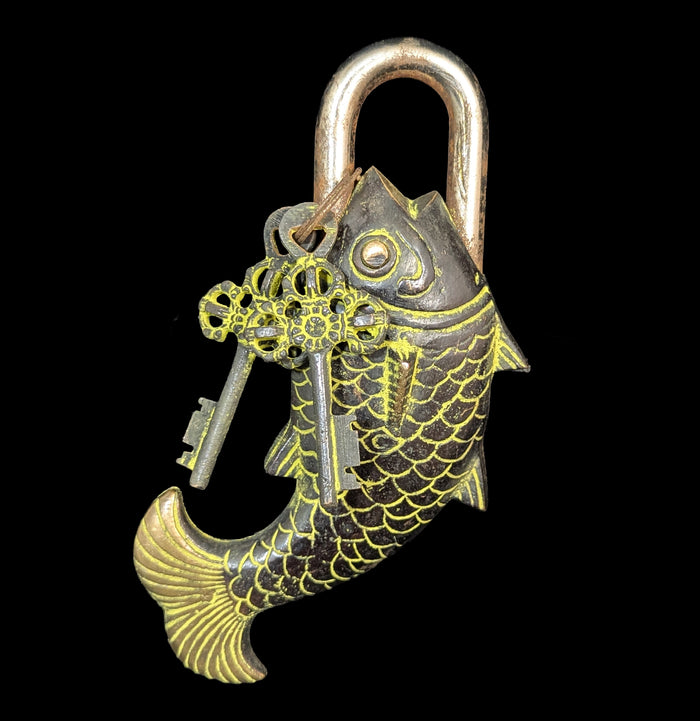 Metal Fish Lock-AntqRplica-Driftstone Pueblo-PaxtonGate
