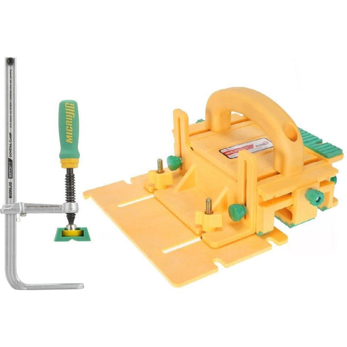 MICROJIG GRR-RIPPER GR-200+DVC-850AP Grr-Ripper Advanced Pushblock & Matchfit Dovetail Clamp Ap Bundle, Yellow