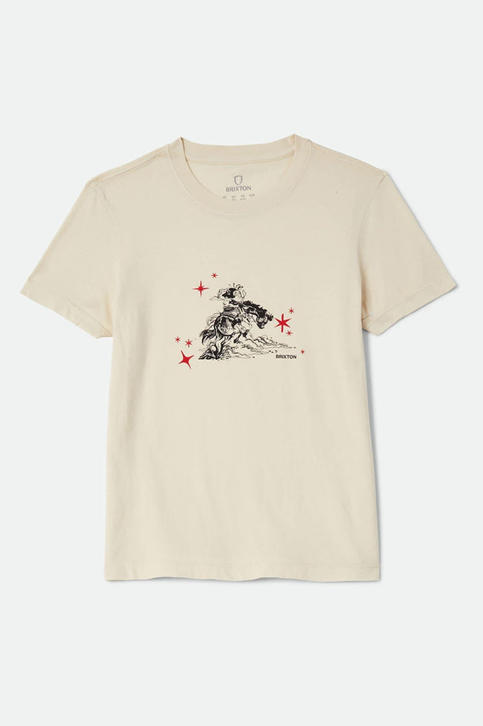 Women's Mid Century Ranch Slim Crew T-Shirt in the color Whitecap - Front Product Laydown Image