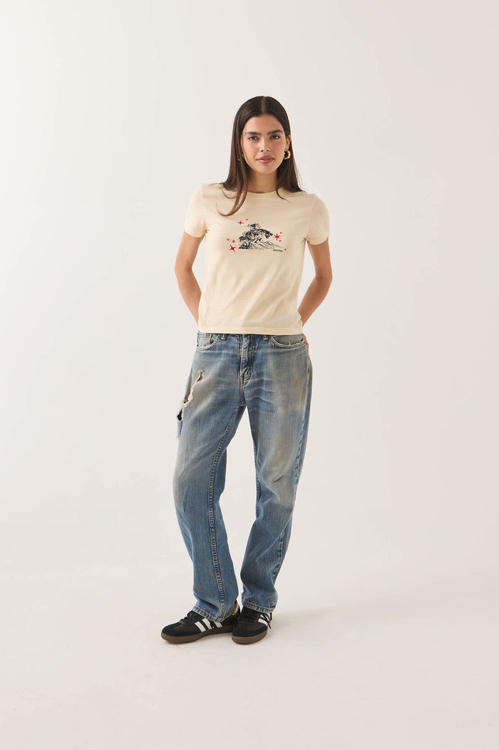 Women's Mid Century Ranch Slim Crew T-Shirt in the color Whitecap - Women's Front Fit Image