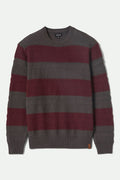 Men's Midnight Crew Sweater in the color Black/Port Stripe - Front Product View