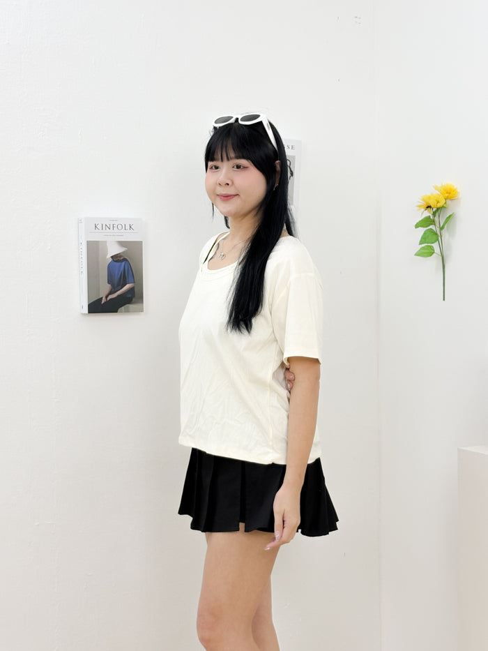 Mira Faux Two Piece Top (Cream)