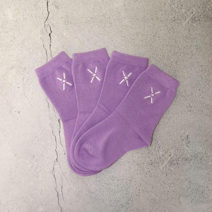 Purple 100% cotton kids socks ages 2 to 7 Mix Kix