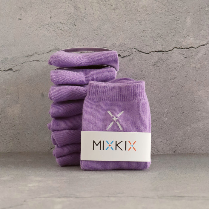 Purple solid coloured 100% cotton socks for kids.
