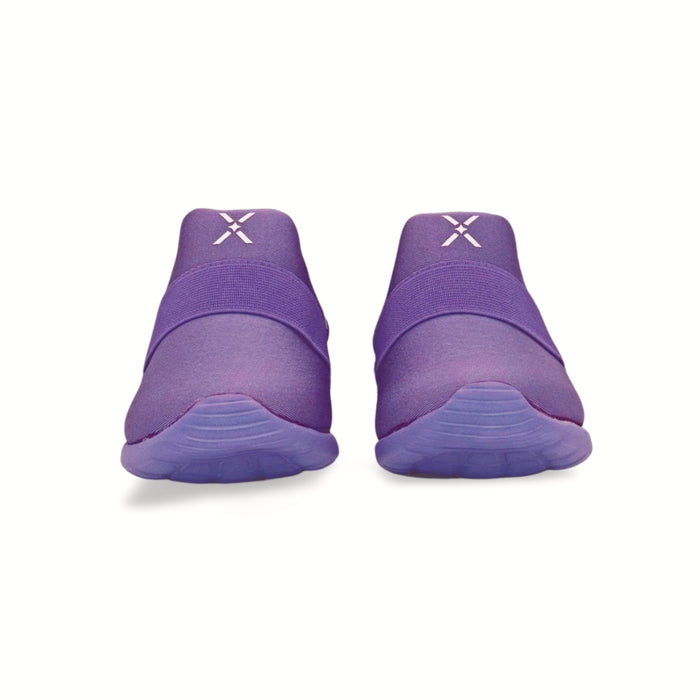 Mix Kix retro purple geometric print kids sneakers, 90s style slip-on shoes for toddlers.