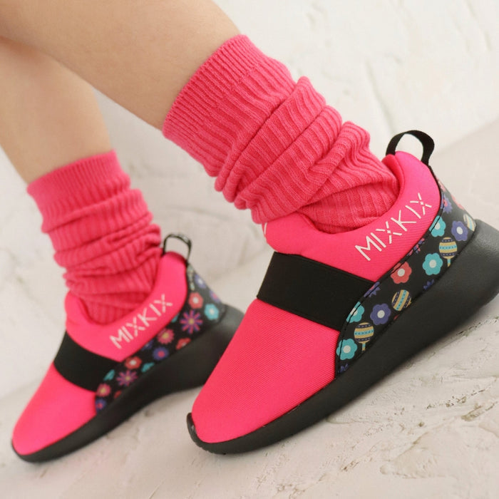 Pink slip-on sneaker and slouch cotton sock set for kids