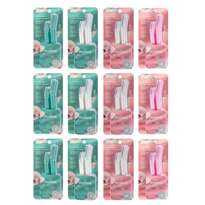 Modess Sensitive Precision Eyebrow Razors & Facial Dermaplaning Tool (4-Pack)