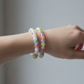 Multi-Color "Crystal Star" Beaded Bracelet Set – Vibrant Elastic Fashion Jewelry (YBT-5461)