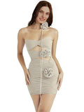 New Sexy Hot Girl Mesh Flower Slimming Hollow Out Backless Strapless Skirt With Wrapped Buttocks