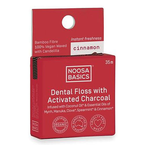 NOOSA BASICS Dental Floss with Bamboo Charcoal Cinnamon 35m - L'Organic