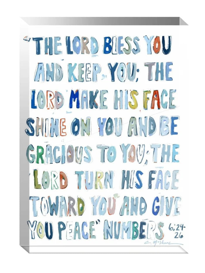 Chelsea McShane Art Numbers Blue 5x7 Acrylic Block