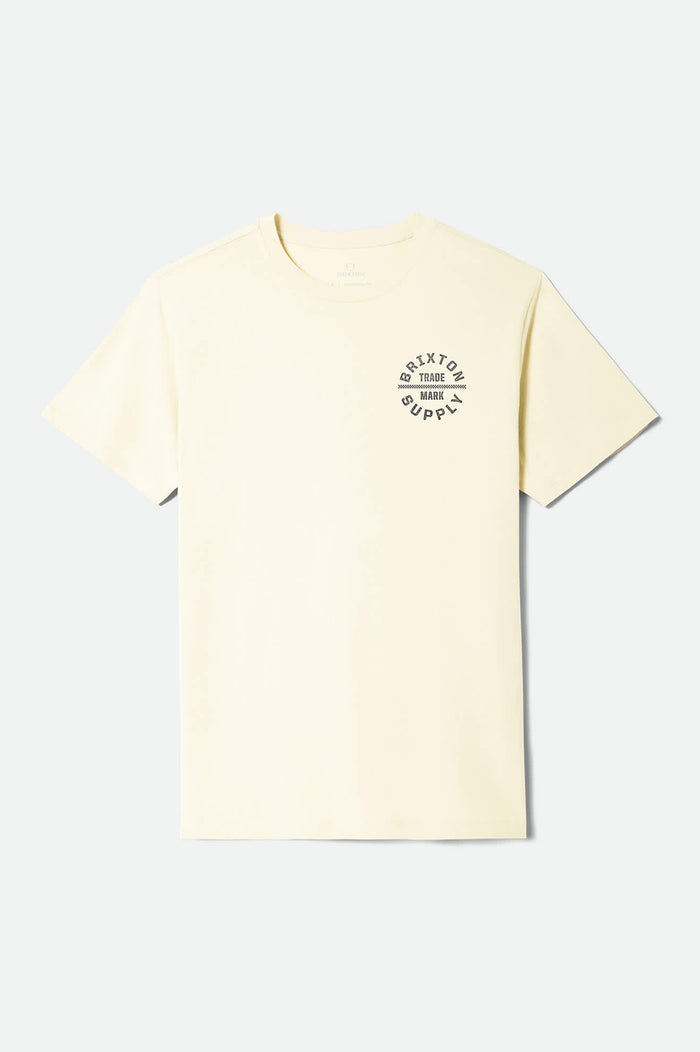 Men's Oath V Short Sleeve Standard T-Shirt in the color Cream/Washed Black - Front Product Laydown Image