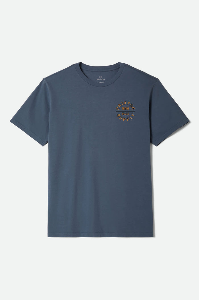 Men's Oath V Short Sleeve Standard T-Shirt in the color Ocean Breeze/Light Brown/Black - Front Product Laydown Image