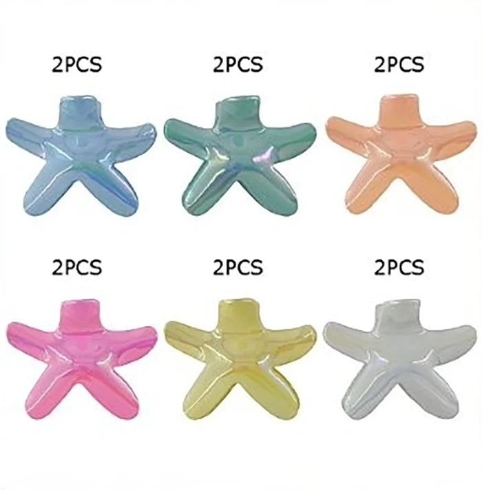 Ocean Theme Acetate Hair Claw Clips - 9cm Marble Shell & Starfish Large Hair Jaw Clips for Thick Hair (JC-11517M)