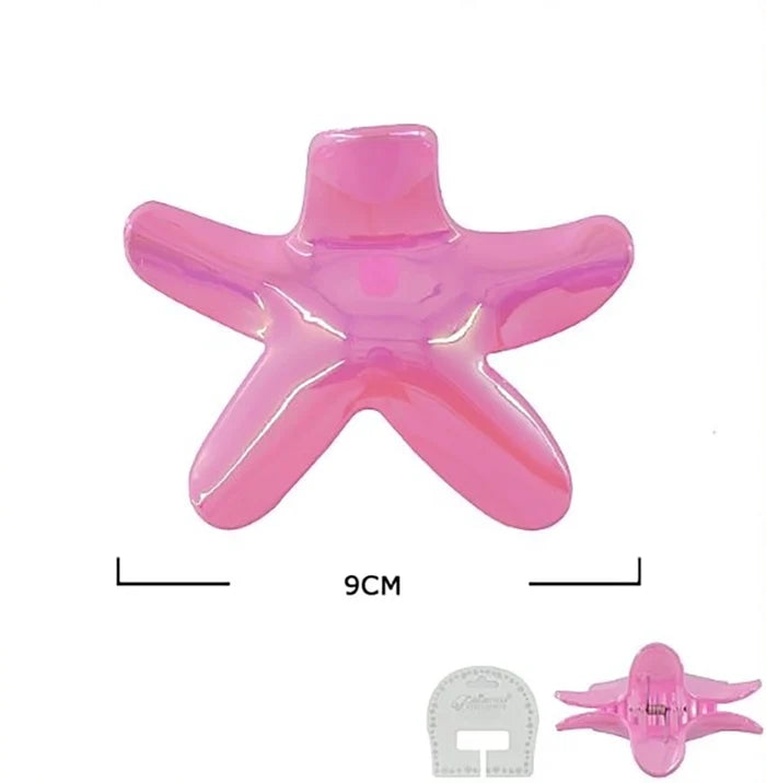 Ocean Theme Acetate Hair Claw Clips - 9cm Marble Shell & Starfish Large Hair Jaw Clips for Thick Hair (JC-11517M)